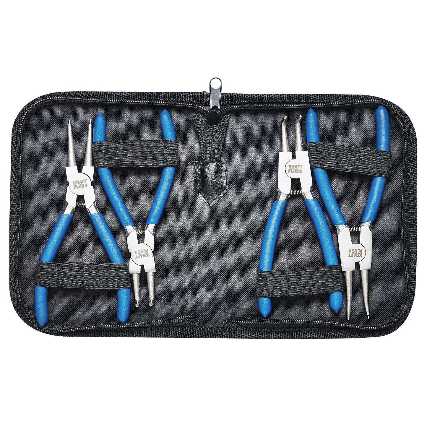 K.105-4175 Sprengringzange Satz 175 mm Seegeringzange Sicherungsringzange Set gerade gebogen - 4 tlg. - Mit Tasche