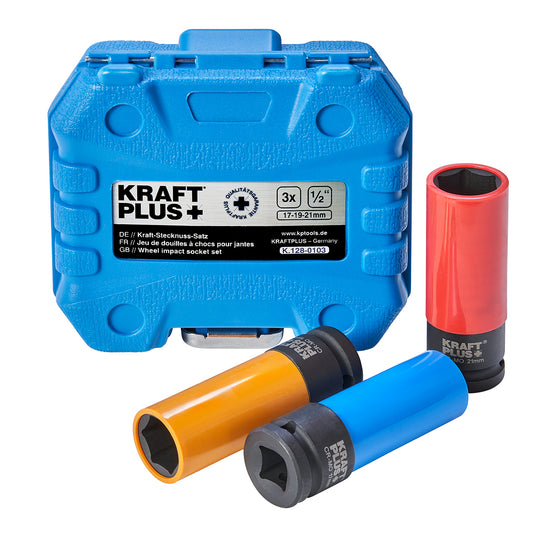 K.113-0103 Kraft-Schoneinsatz-Satz 1/2" Alufelgen SW 17 / 19 / 21 mm Schoneinsätze Schlagschrauber Nüsse